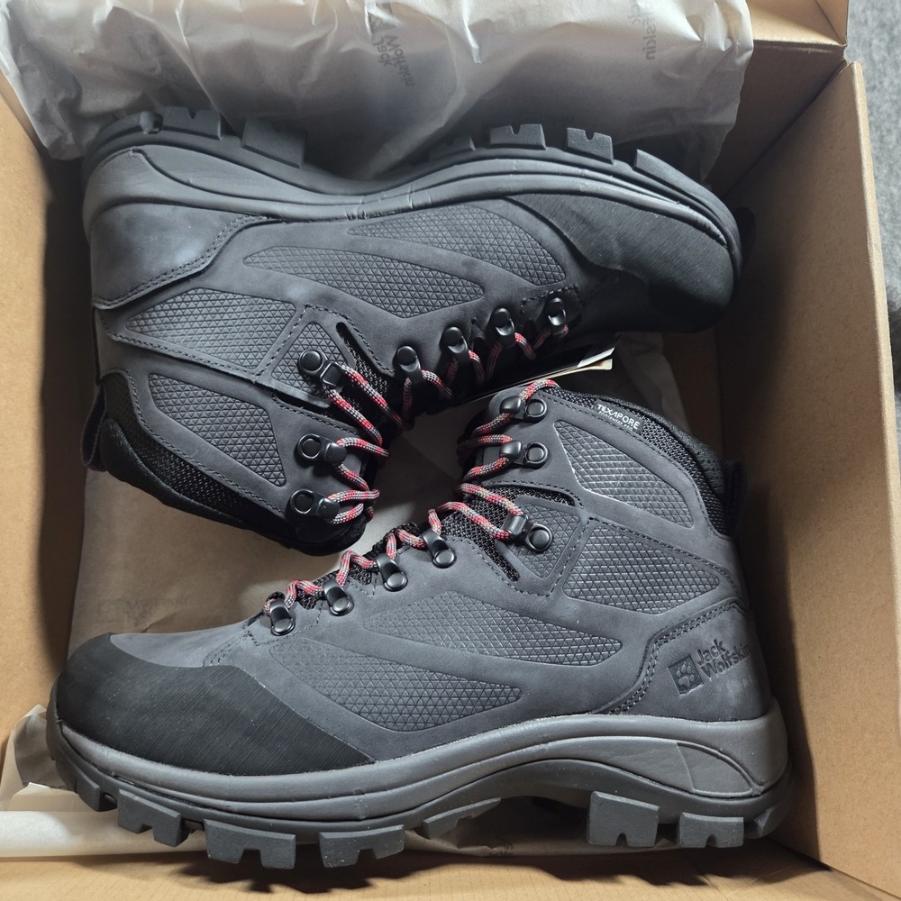 Women NWB "Jack Wolfskin" Gray/Red Rebellion Texapore Size US 9